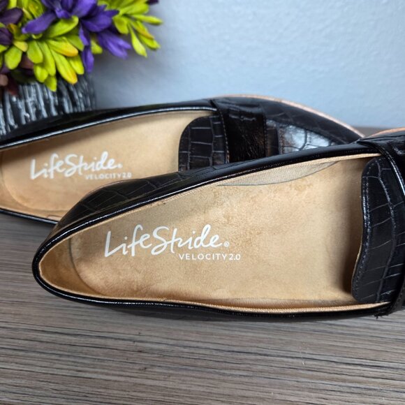 LifeStride Velocity 2.0 Zee Black Loafers, Comfort Slip-On Shoes - Size 7W-Women - Picture 6 of 9